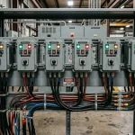 Armario eléctrico industrial con arrancadores de motores trifásicos cableados