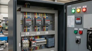 Armario eléctrico industrial con contactores cableados para arranque estrella triángulo de motor trifásico