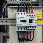 Combinacion de arrancador de motor Siemens Sirius sobre carril DIN con disyuntor guardamotor y contactor