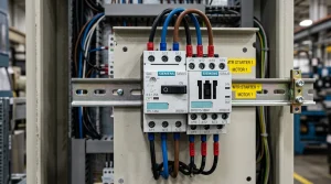 Combinacion de arrancador de motor Siemens Sirius sobre carril DIN con disyuntor guardamotor y contactor
